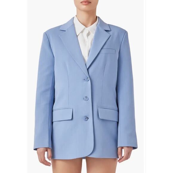 Anthropologie Endless Rose Woman Clean Blue 3 Button Suit Blazer , Size … - Picture 1 of 15